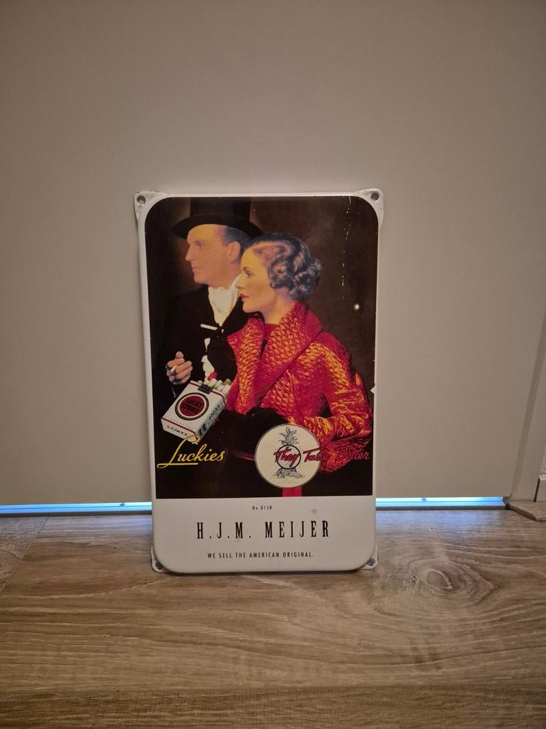 Lucky Strike Emaille reclamebord, Antiek en Kunst, Antiek | Emaille, Ophalen of Verzenden