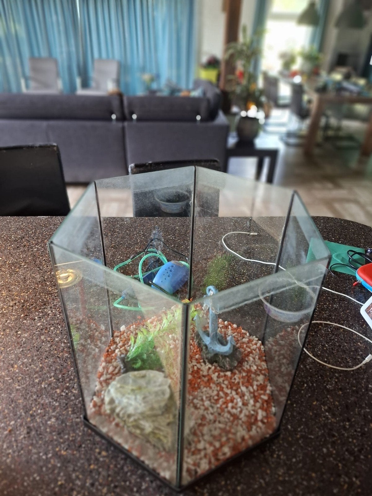 Te koop aangeboden: glazen vissenkom, Ophalen, Inclusief toebehoren, Zo goed als nieuw, Leeg aquarium