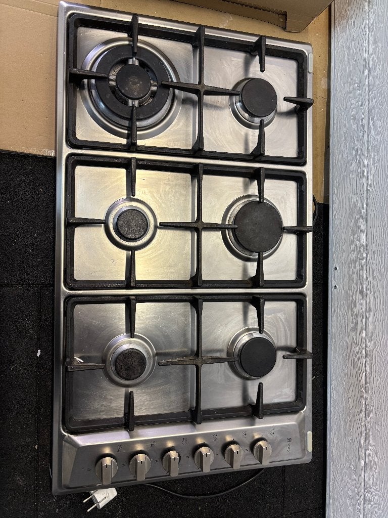 Boretti / M-System 6-pits RVS gaskookplaat 86 cm, Ophalen, Gebruikt, Inbouw, Gas