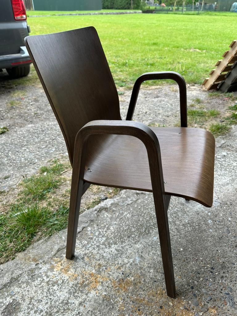 Twee vintage plywood stoelen, Ophalen of Verzenden, Zo goed als nieuw, Bruin, Twee