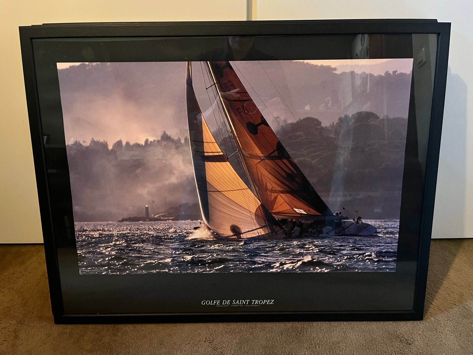 Franco Pace poster: Golfe de Saint Tropez zeilboot, 50 – 75, Gebruikt, Ophalen of Verzenden, 75 tot 100 cm