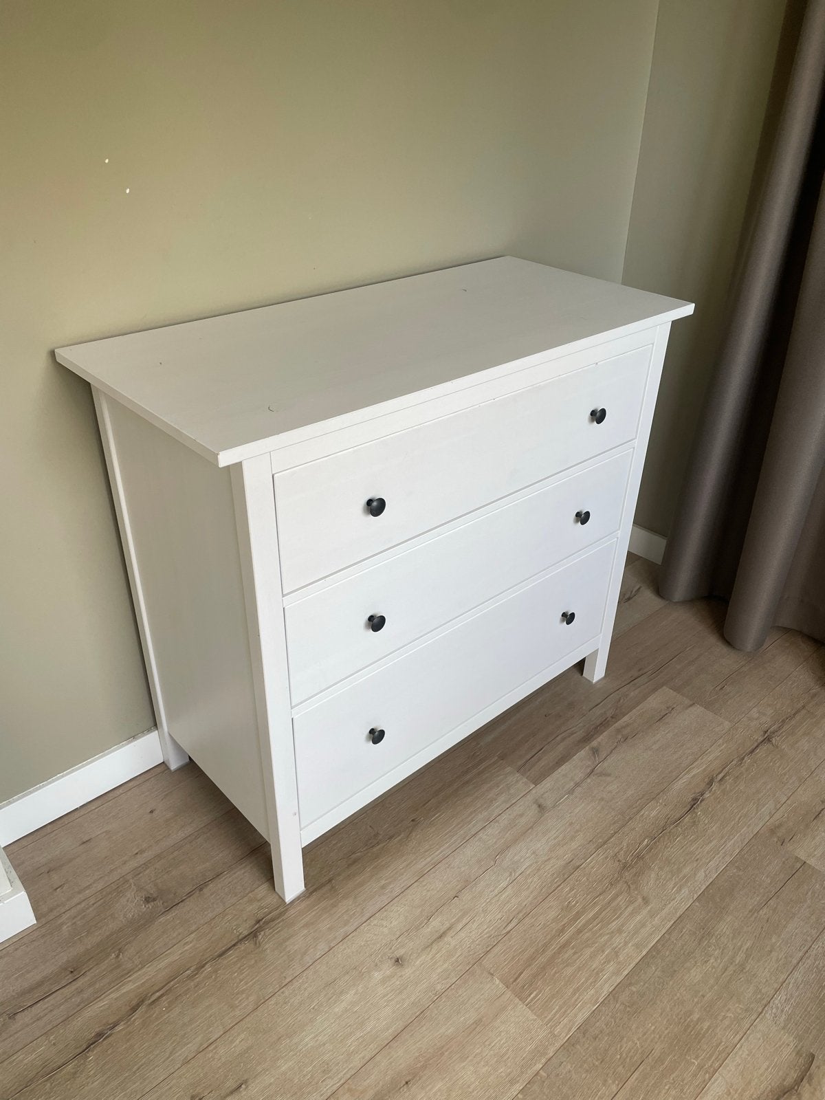 IKEA HEMNES ladekast met 3 lades, wit gebeitst, Ophalen, Gebruikt, 100 tot 150 cm, 3 of 4 laden