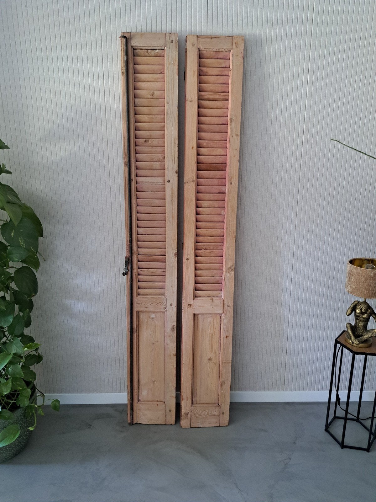 Vintage franse houten louvre deuren (set van 2), Ophalen, Gebruikt