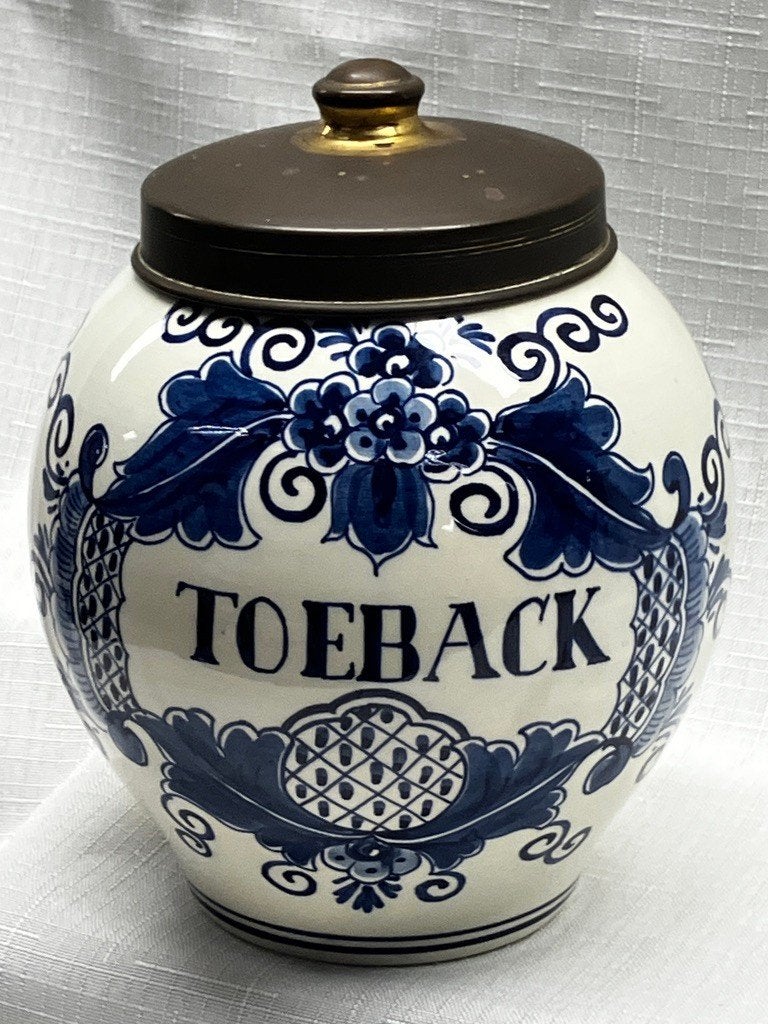 Velsen Delftsblauwe TOEBACK tabakspot jaren '50, Antiek en Kunst, Verzenden