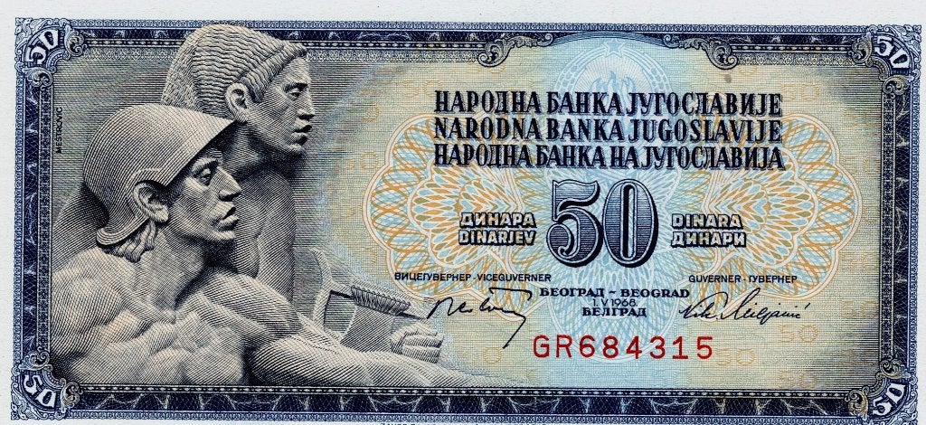 24-200 Yugoslavie 50 dinar 1968, Postzegels en Munten, Bankbiljetten | Europa | Niet-Eurobiljetten, Verzenden, Joegoslavië, Los biljet