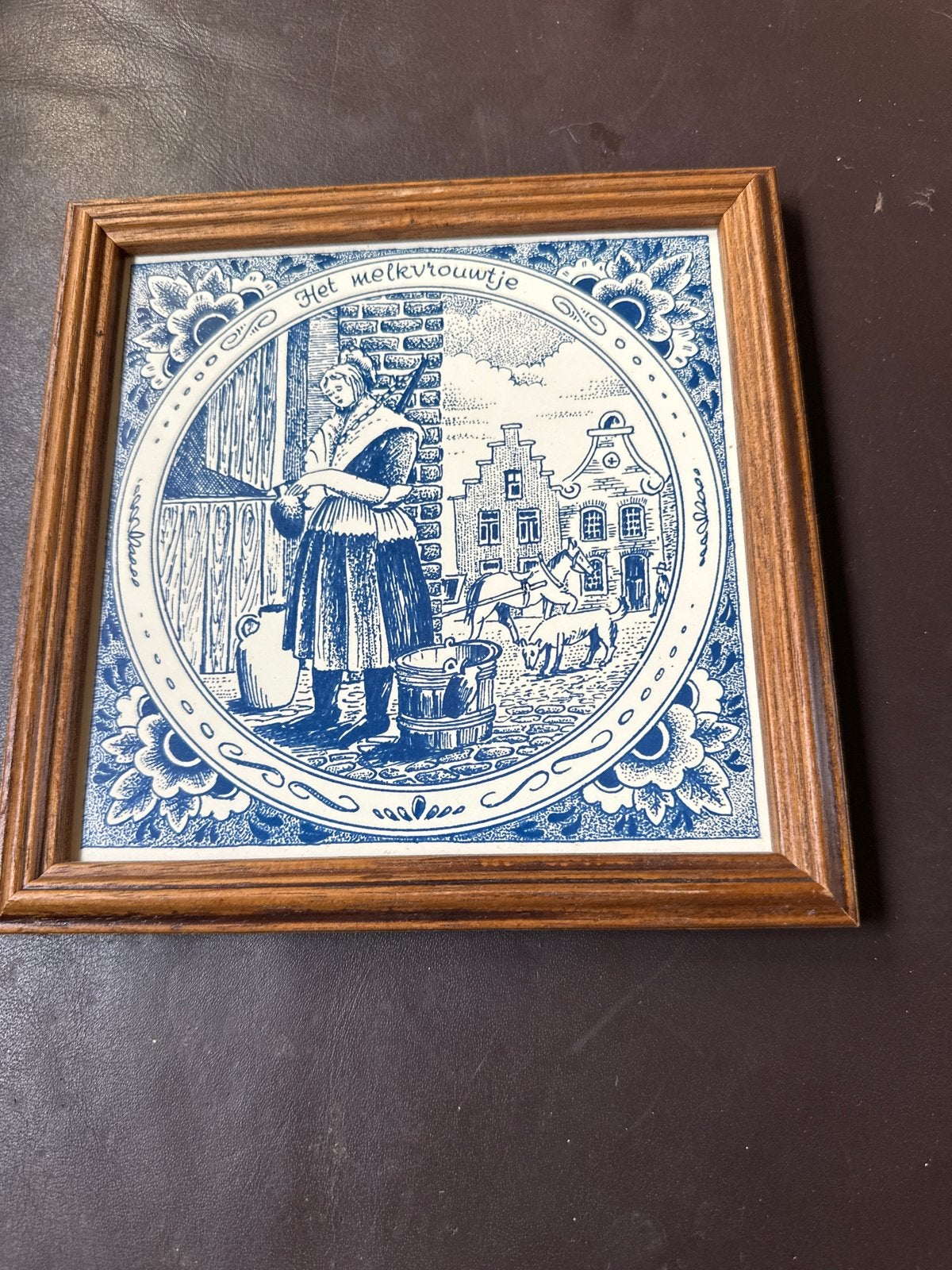 Delfts Blauw Tegeltableau 'Het Melkvrouwtje' In Lijst, Ophalen of Verzenden