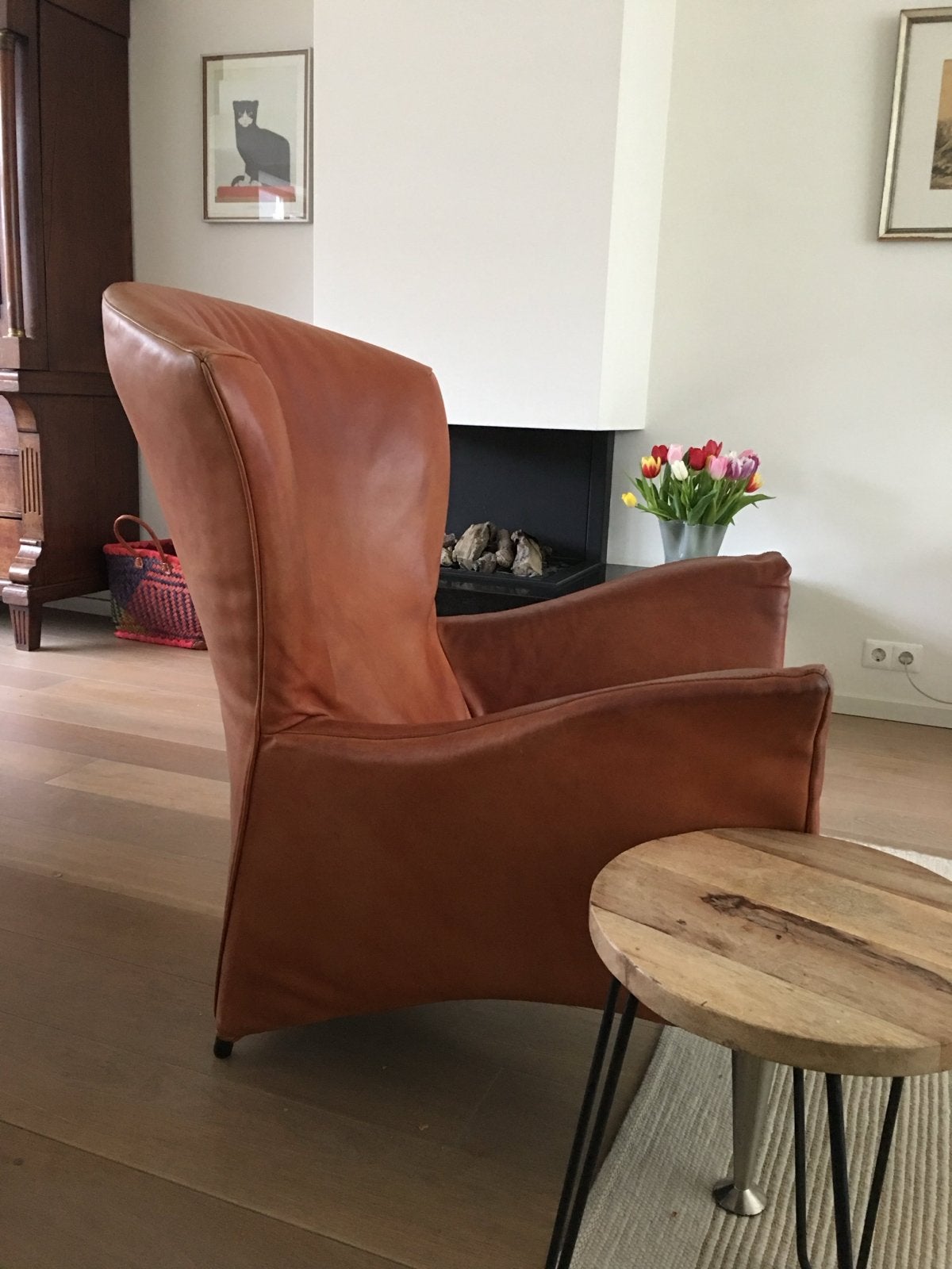 Montis Comfortabele leren fauteuil - Cognac kleur, Ophalen, Gebruikt, Leer, 75 tot 100 cm