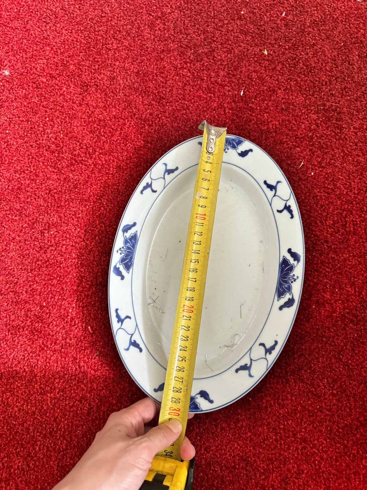 Ovale schalen met blauw bloemmotief - Set van 23, Ophalen