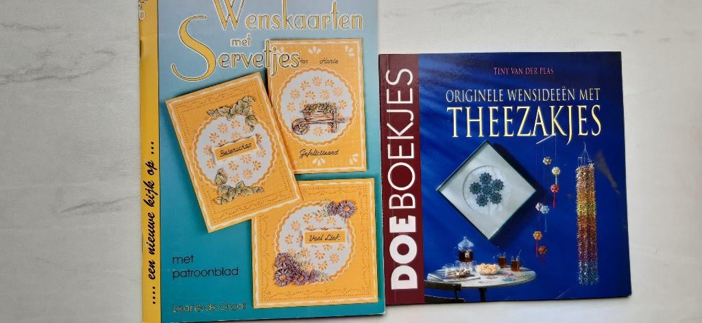 Boekje: Wenskaarten maken met servetjes en theezakjes, Ophalen of Verzenden, Gebruikt, Overige thema's, Overige typen