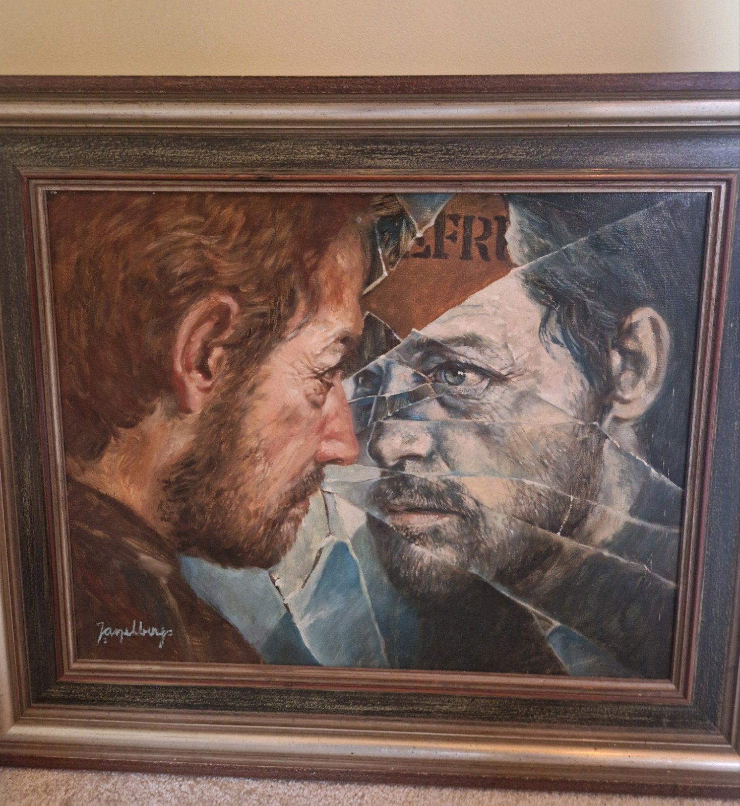 Zelfportret Jan Asselbergs - Olieverf op doek, Gesigneerd, Doek, Portret of Personen, Realistisch