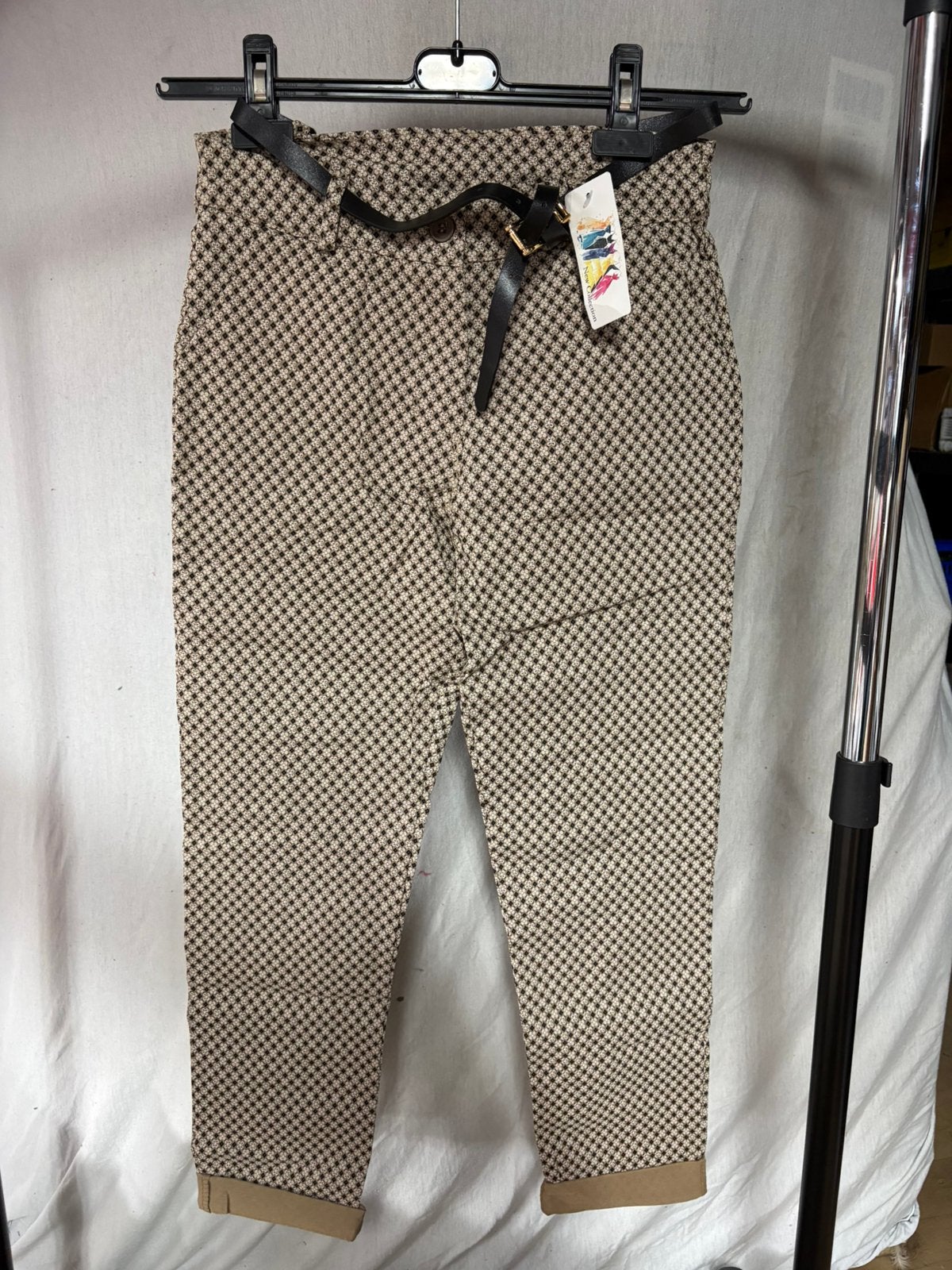 Broek Chino Print Taupe, maat M, Maat 38/40 (M), Bruin, Nieuw, Ophalen of Verzenden