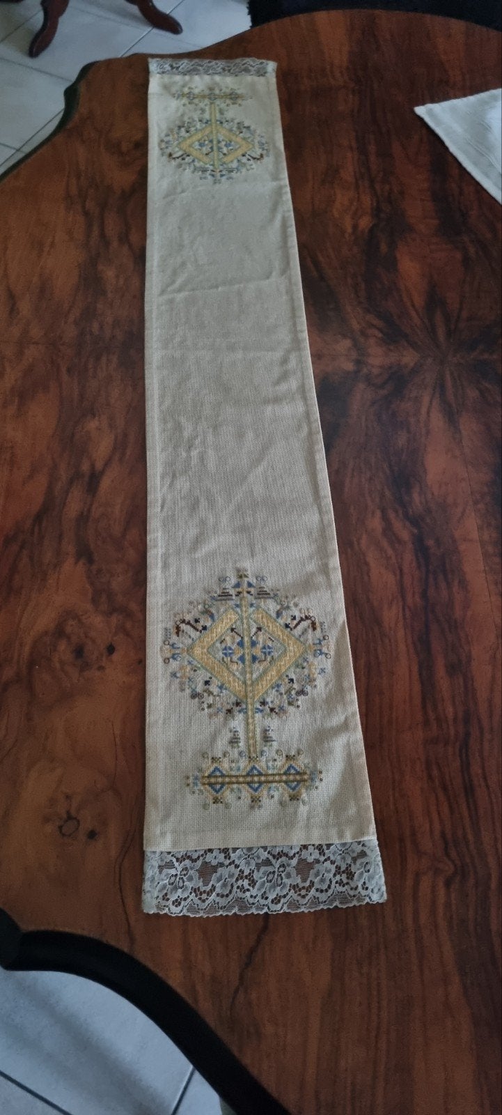 prachtig antiek klokken kleedje mooi en gaaf hand gemaakt, Ophalen of Verzenden