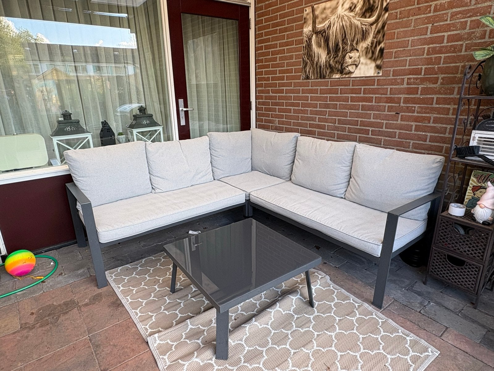 Mooie nette tuinset van de Gamma, Tuin en Terras, Tuinsets en Loungesets, Ophalen, 5 zitplaatsen, Aluminium, Zo goed als nieuw
