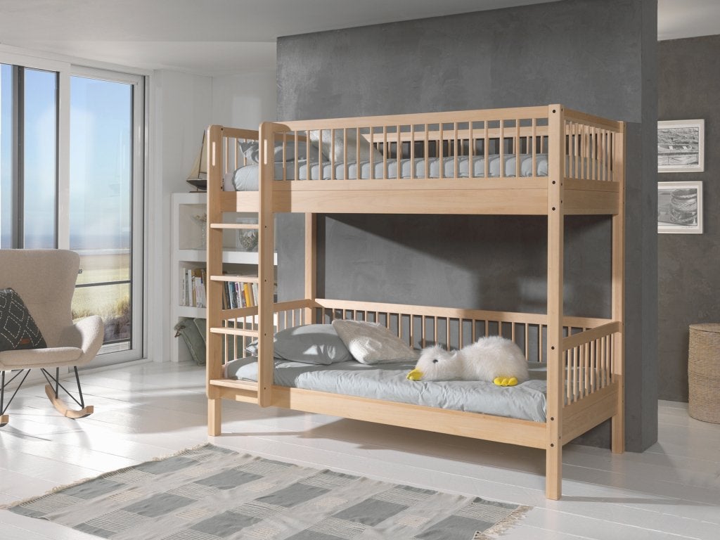 Forrest Beech stapelbed - 90x200 - Naturel beuken, Niet ingevuld, Niet ingevuld, Niet ingevuld