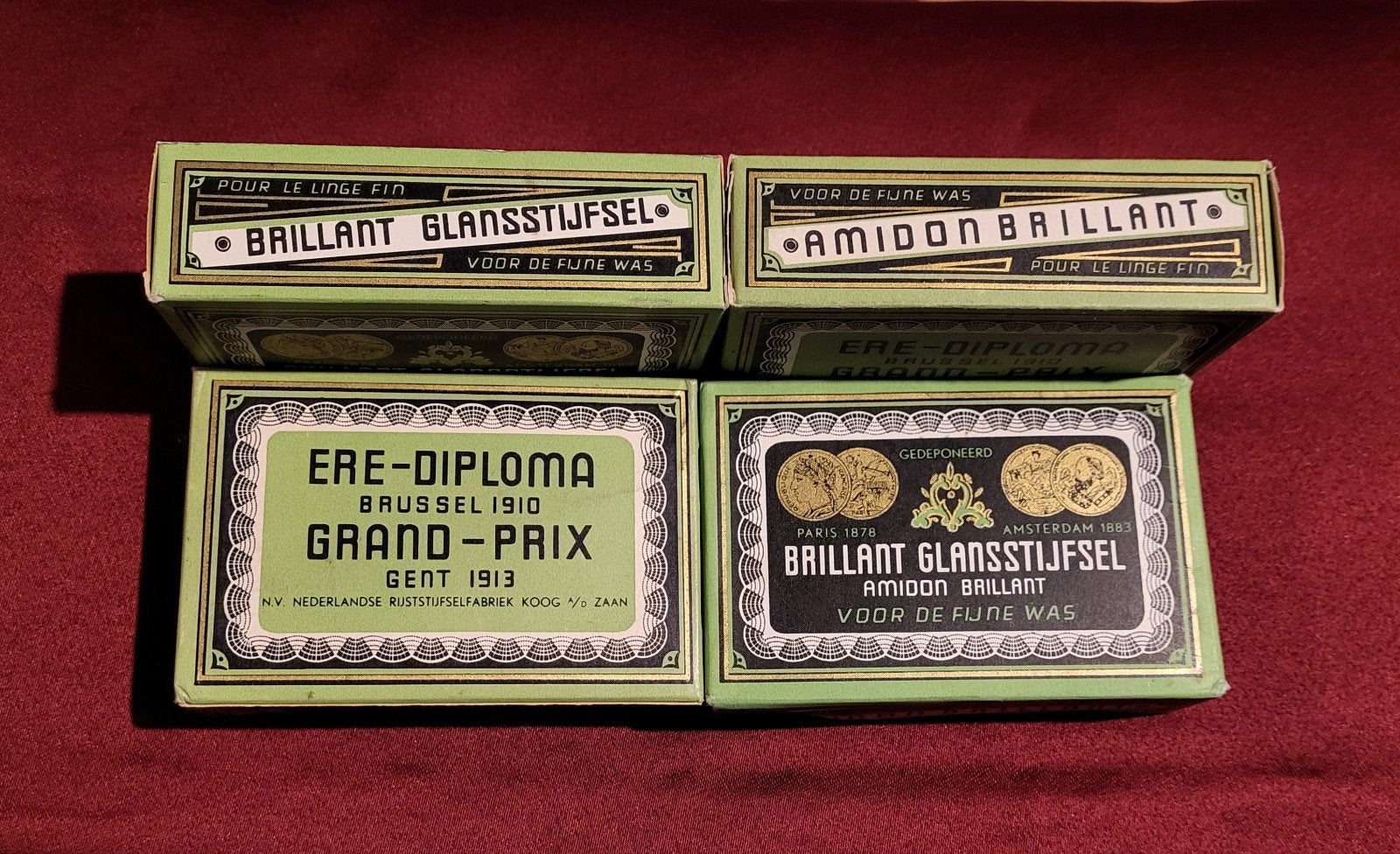 Antieke Brillant Glans Stijfsel dozen - Eere-Diploma, Ophalen of Verzenden