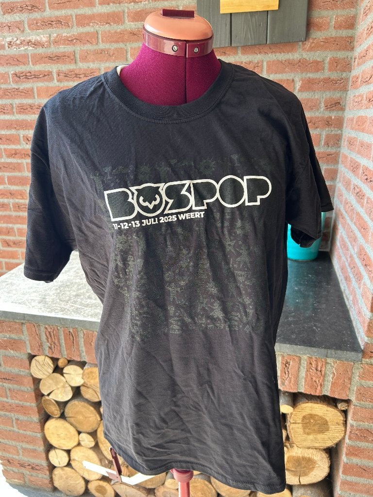 Bospop T shirt 2025 maat M, kleur zwart NIEUW, Ophalen of Verzenden, Nieuw, Maat 48/50 (M), Zwart