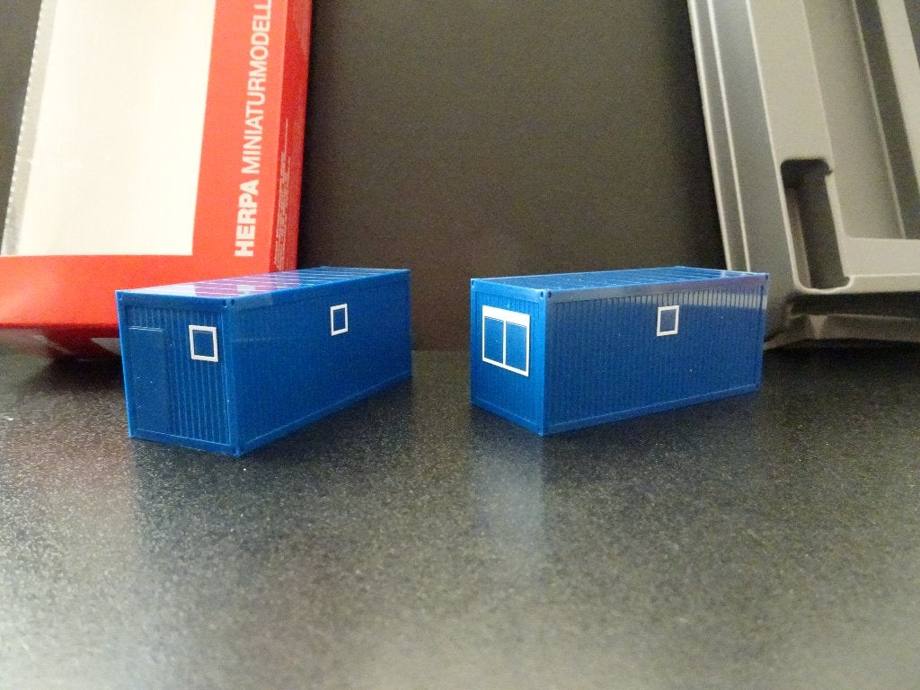 797 herpa 2 x 20 voet bouwcontainer blauw 1:87 truck trein, Ophalen of Verzenden, Nieuw, Bus of Vrachtwagen, Herpa