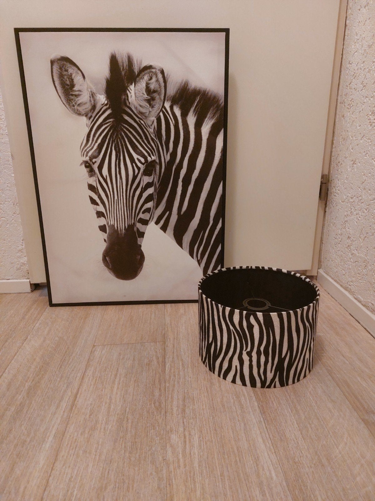 Zebra lampenkap, hanglamp en schilderij set, Ophalen of Verzenden, Zo goed als nieuw