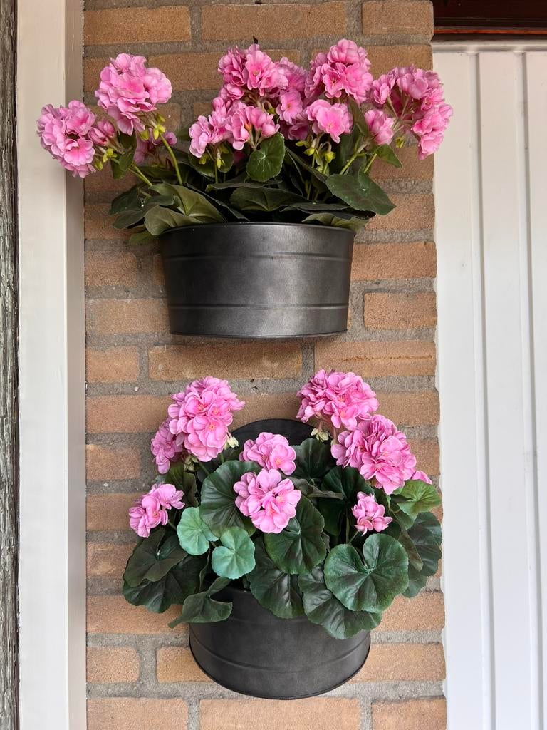 BLOEMBAKKEN- KUNST - 2 BEGONIAS - INTRATUIN - PRIJS PER STUK, Ophalen, Kunststof, Minder dan 30 cm, Rond