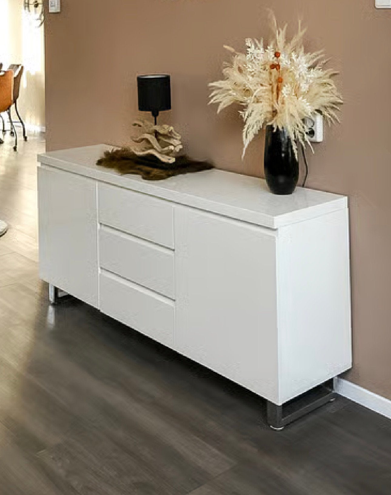 Dressoir hoogglas wit, Gebruikt, Met deur(en), 150 tot 200 cm, Ophalen of Verzenden