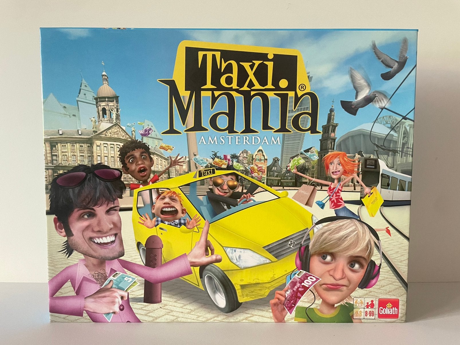 ZGAN Taxi Mania Amsterdam Goliath bordspel 100% compleet!, Een of twee spelers, Ophalen of Verzenden, Zo goed als nieuw, Goliath