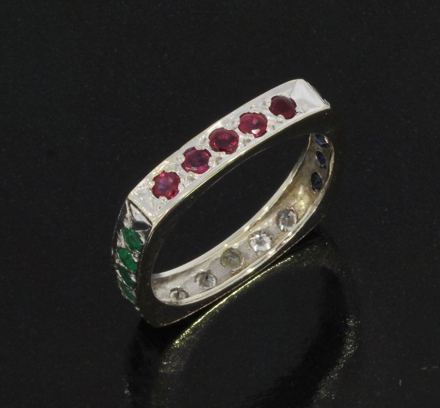 Diamant robijn smaragd saffier 18k ring goud luxe briljant, Voordeelsieraden, Ophalen of Verzenden, Zo goed als nieuw, 17 tot 18