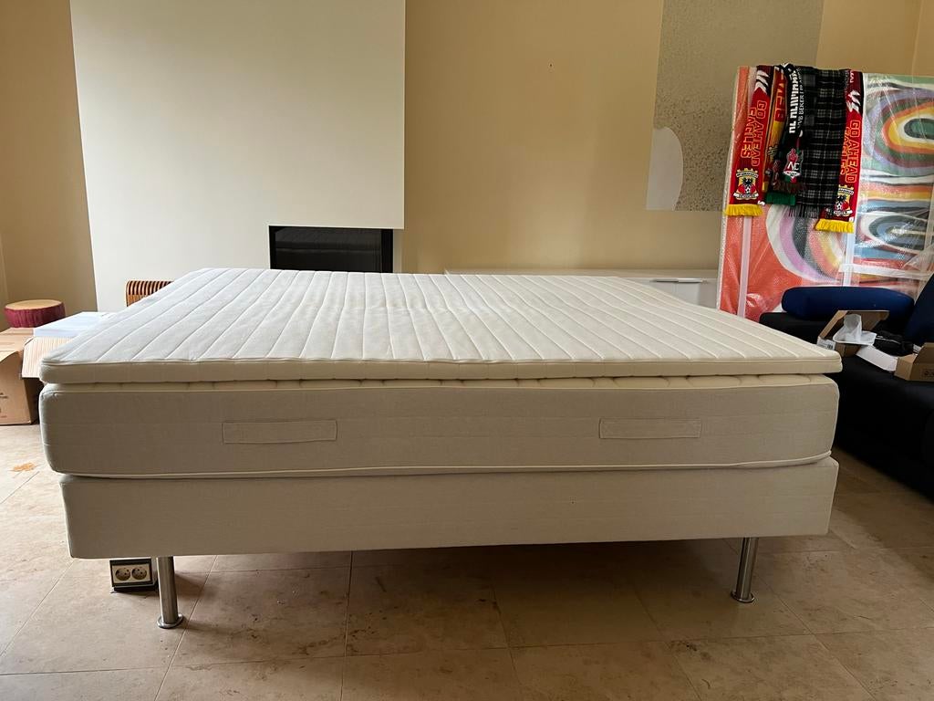 IKEA SULTAN Boxspringbedden (2x 90x200) met topper, Ophalen, Gebruikt, Wit, Tweepersoons