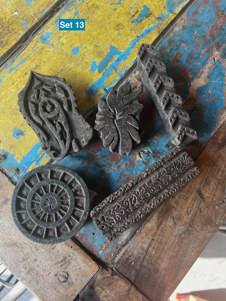 India stempel set van 5 stuks Indiase batik diverse 13-24, Verburgt Vintage, Houten stempel, Nieuw, Ophalen of Verzenden