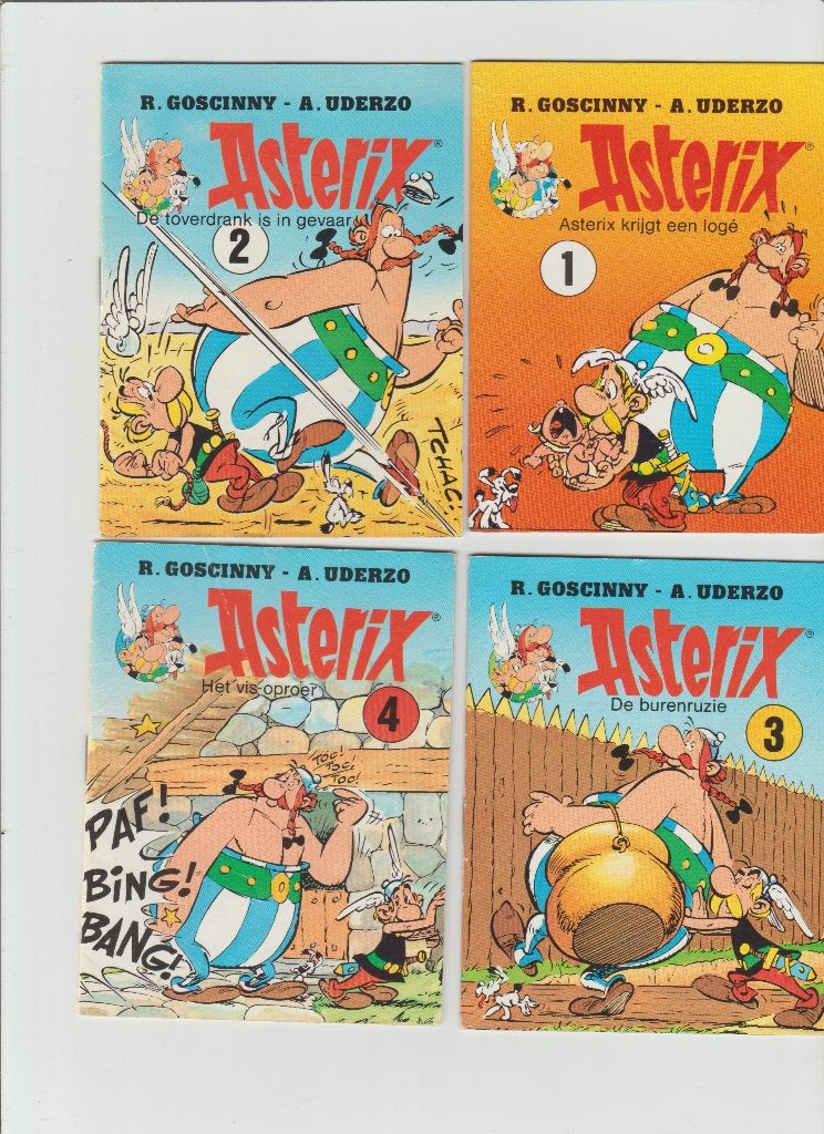 Asterix stripboekjes - Complete set van 4, Gelezen, Complete serie of reeks, Ophalen of Verzenden, René Goscinny - Albert Uderzo