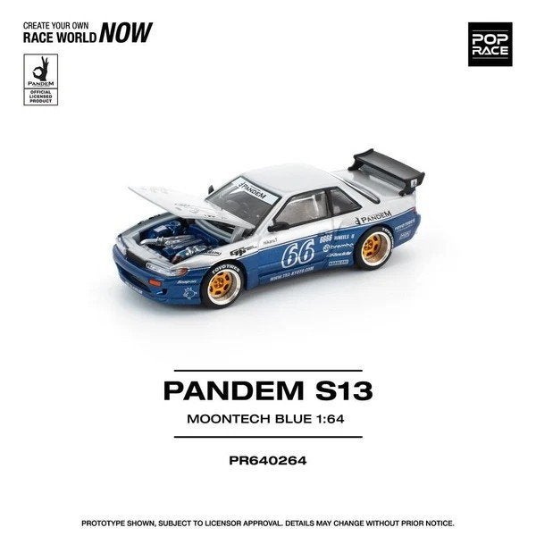 Nissan Pandem S13 Grey / blue 1:64 Pop Race Pop188, Verzenden, Nieuw, Auto