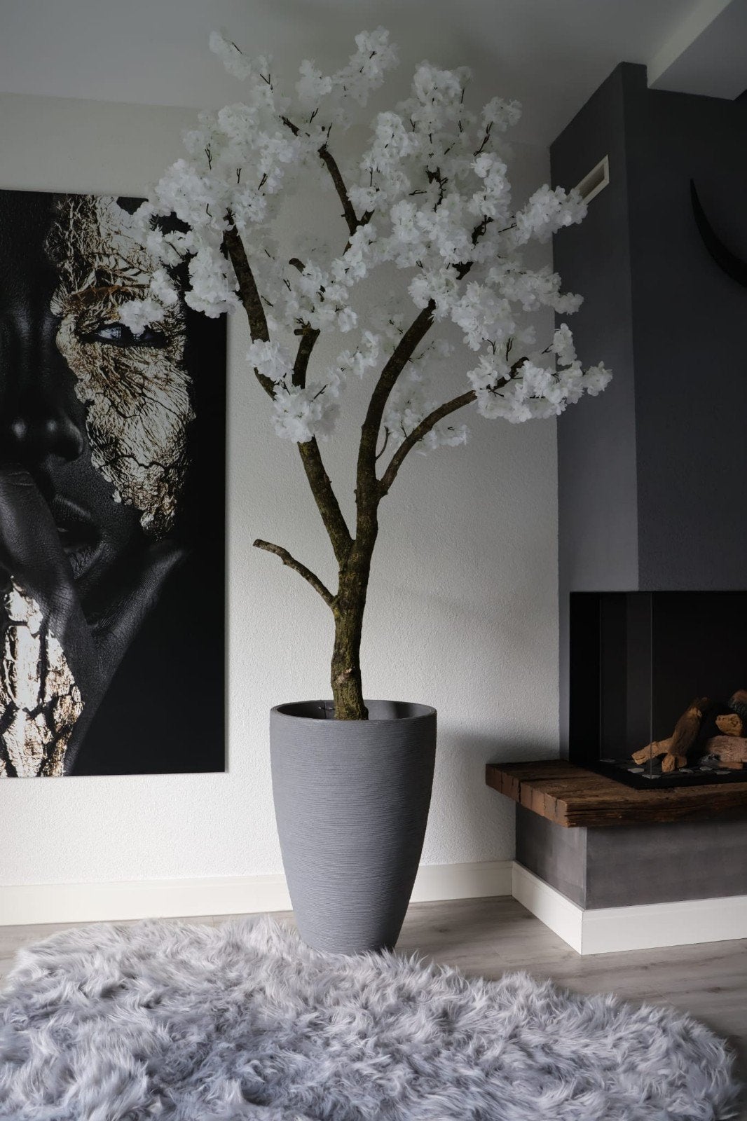 mooie echte houten stam vol mooie kunstbloemen, Ophalen of Verzenden, Nieuw
