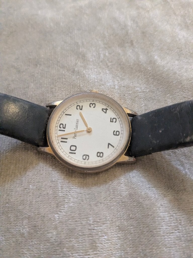 Vintage watch horloge  Pierre Lannier, Overige merken, Polshorloge, Ophalen of Verzenden, Leer