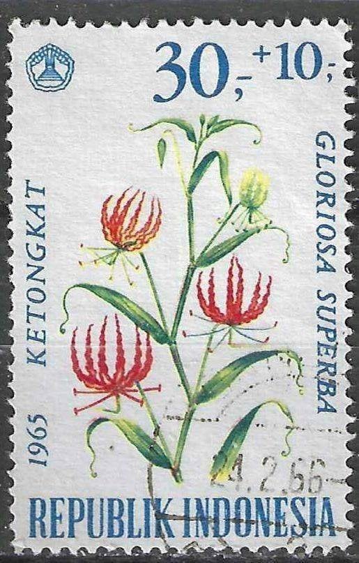 Indonesie 1965 - Yvert 432 - Gloriosa Superba (ST), Verzenden, Gestempeld, Zuidoost-Azië