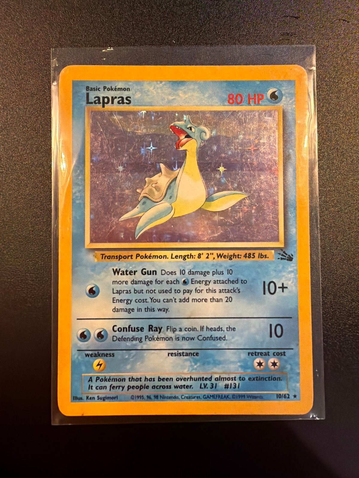 Lapras Holo 10/62 Fossil Set Pokémon Kaart, Ophalen of Verzenden, Gebruikt, Losse kaart, Foil