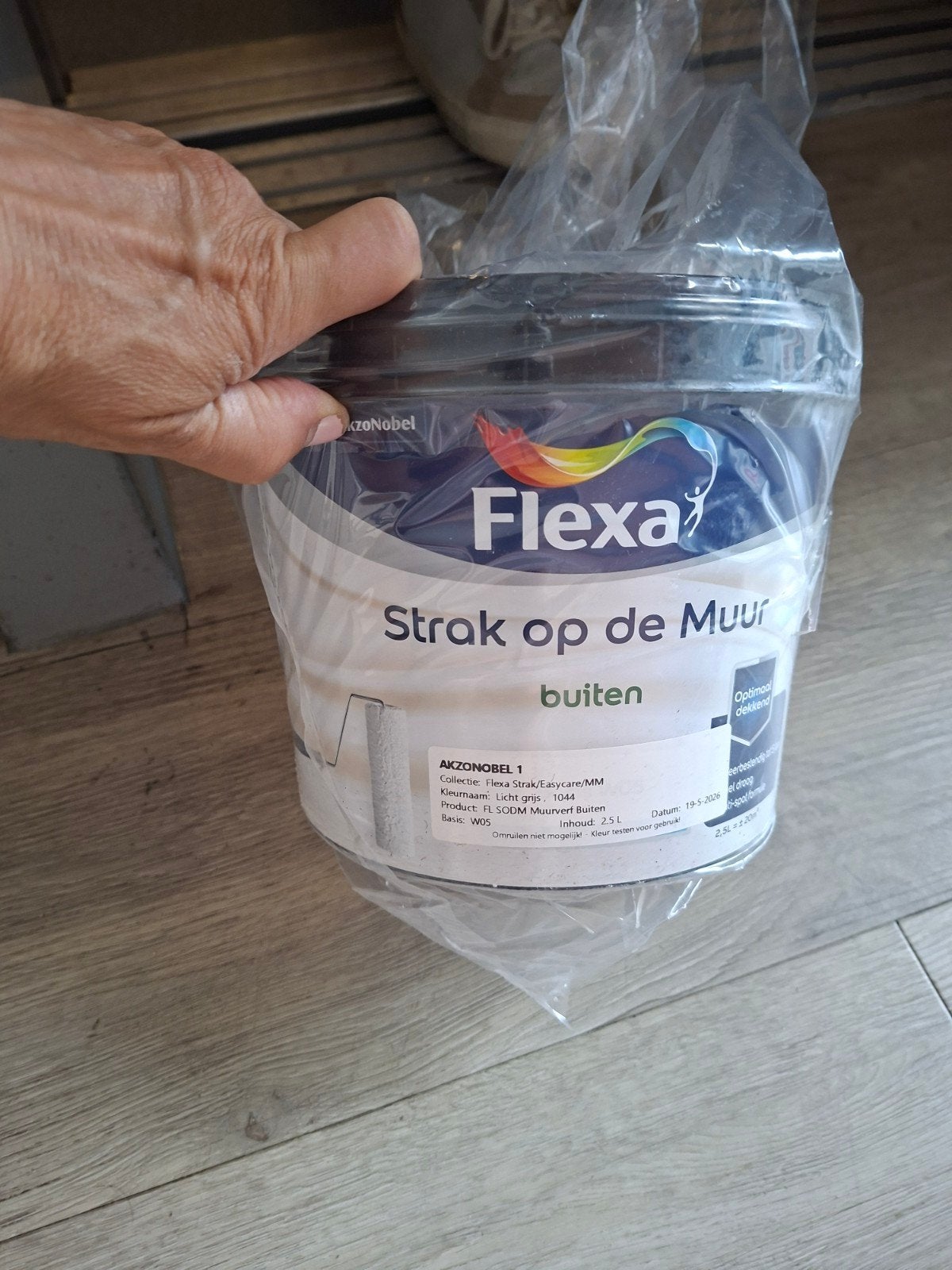 Flexa Strak op de Muur Buiten - Licht Grijs 2.5L, Nieuw, Ophalen of Verzenden, Verf, Grijs