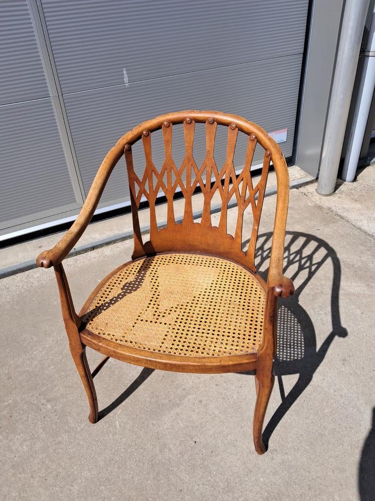 Chippendale stijl, stoel, biezen zitting, Antiek en Kunst, Antiek | Meubels | Stoelen en Banken, Ophalen