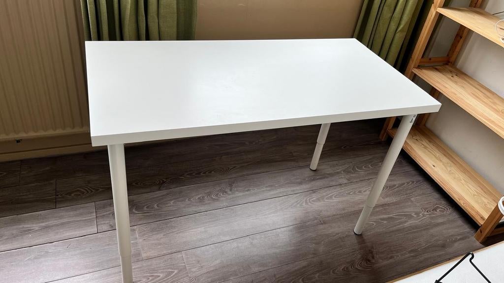 Witte IKEA tafel met in hoogte verstelbare OLOV poten, Ophalen, In hoogte verstelbaar, Zo goed als nieuw, IKEA