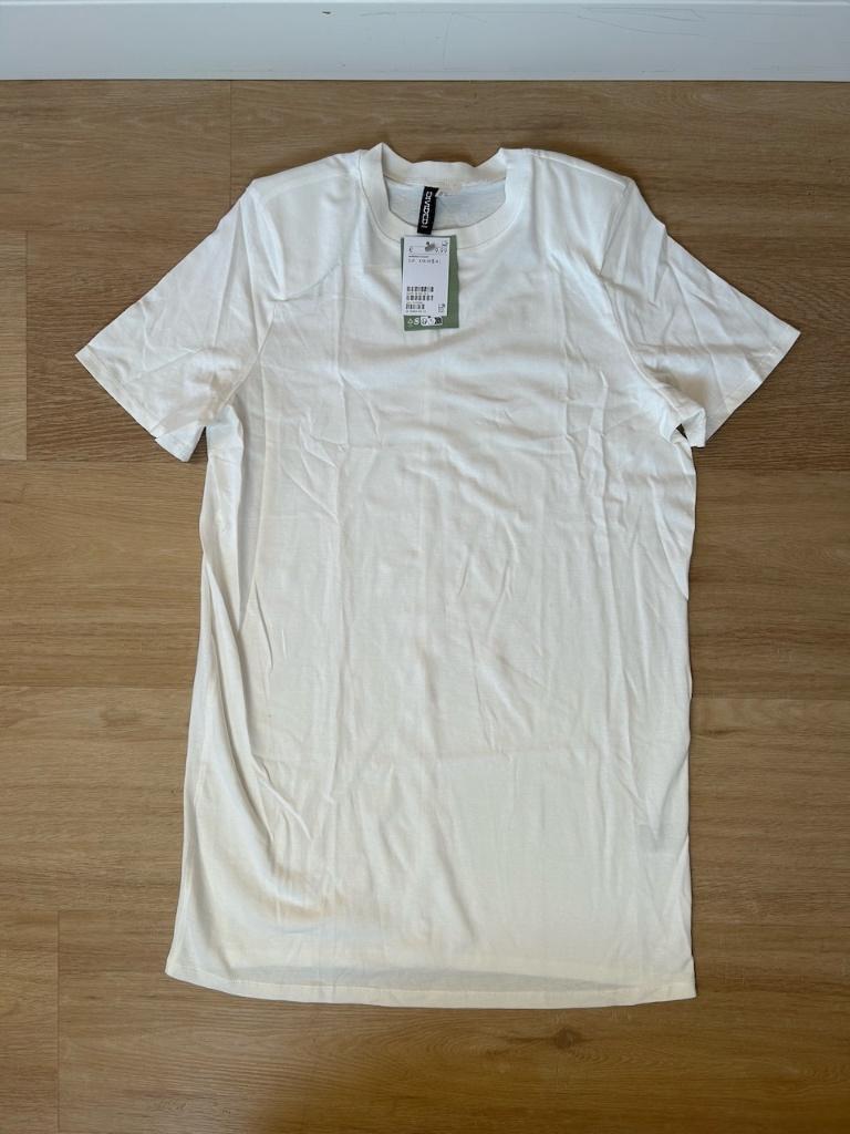 *NIEUW!* Wit shirt jurkje, H&M, schoudervullingen, maat S, H&M, Wit, Nieuw, Ophalen of Verzenden