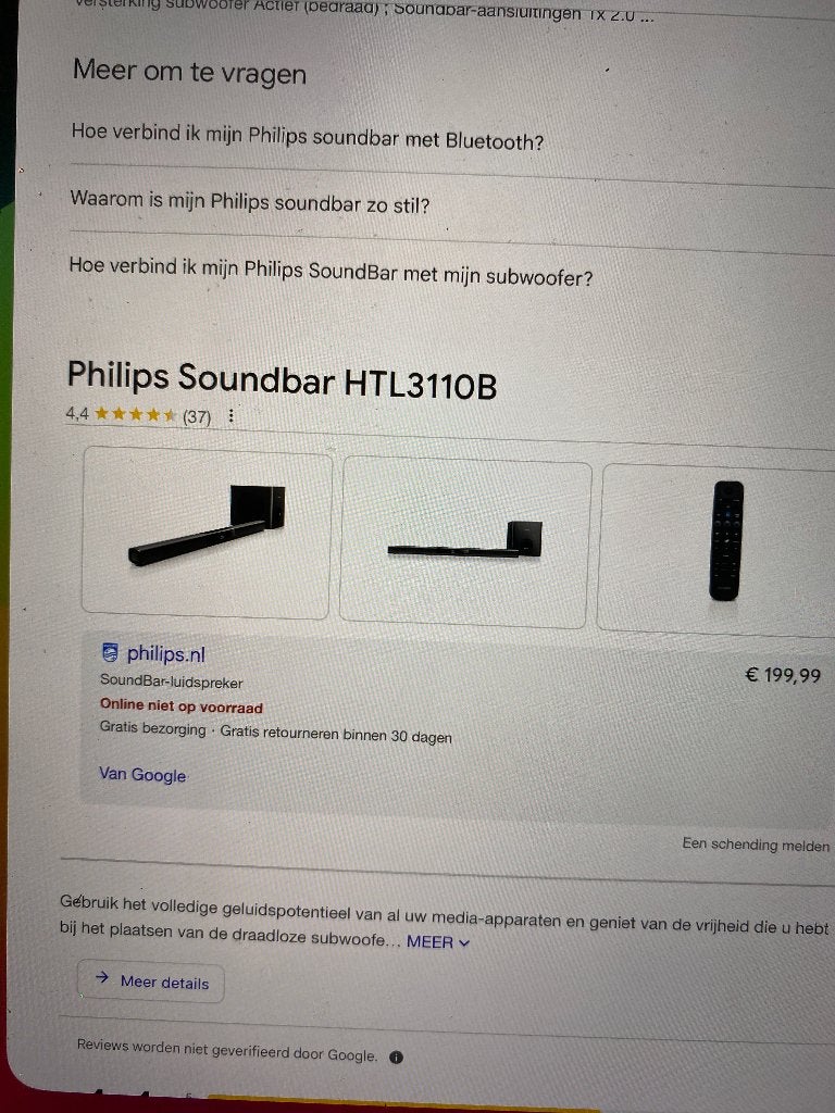 Soundbar met subwoofer philips, Ophalen of Verzenden, Bluetooth, Gebruikt