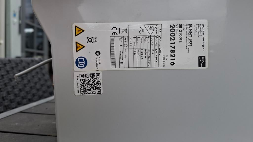 SMA Sunny Boy SB 2100TL omvormer voor zonnepanelen, Ophalen of Verzenden