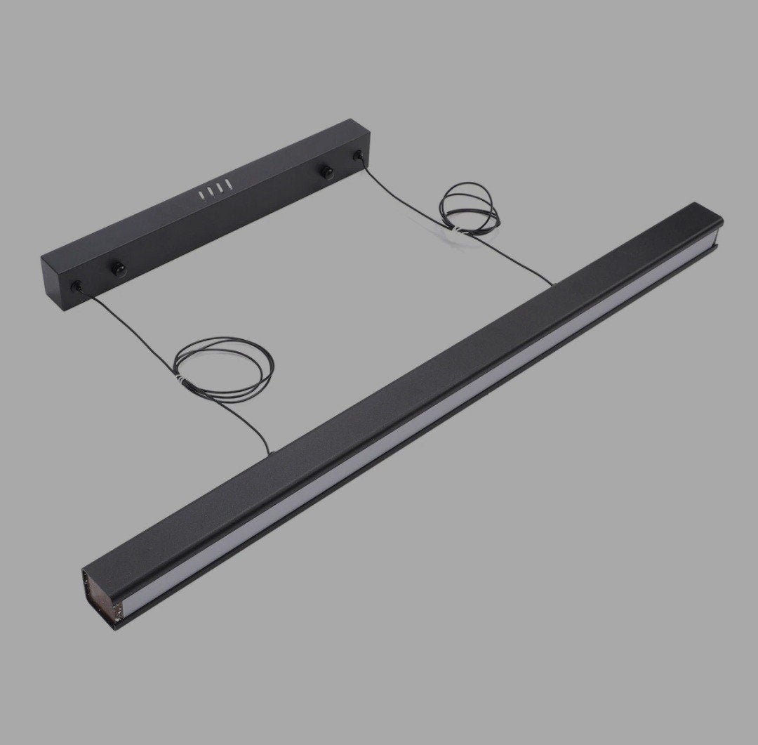 Moderne Zwarte LED Hanglamp met Afstandsbediening, Ophalen, Modern, Industrieel, Minimalistisch, Nieuw, Overige fittingen