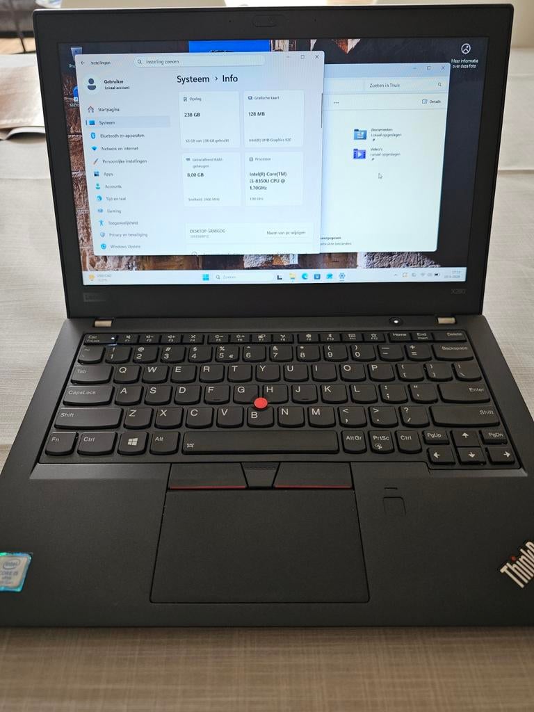 Lenovo ThinkPad X280 i5-8350U 8GB RAM 238GB SSD, Computers en Software, Windows Laptops, 2 tot 3 Ghz, Qwerty, 8 GB, Refurbished