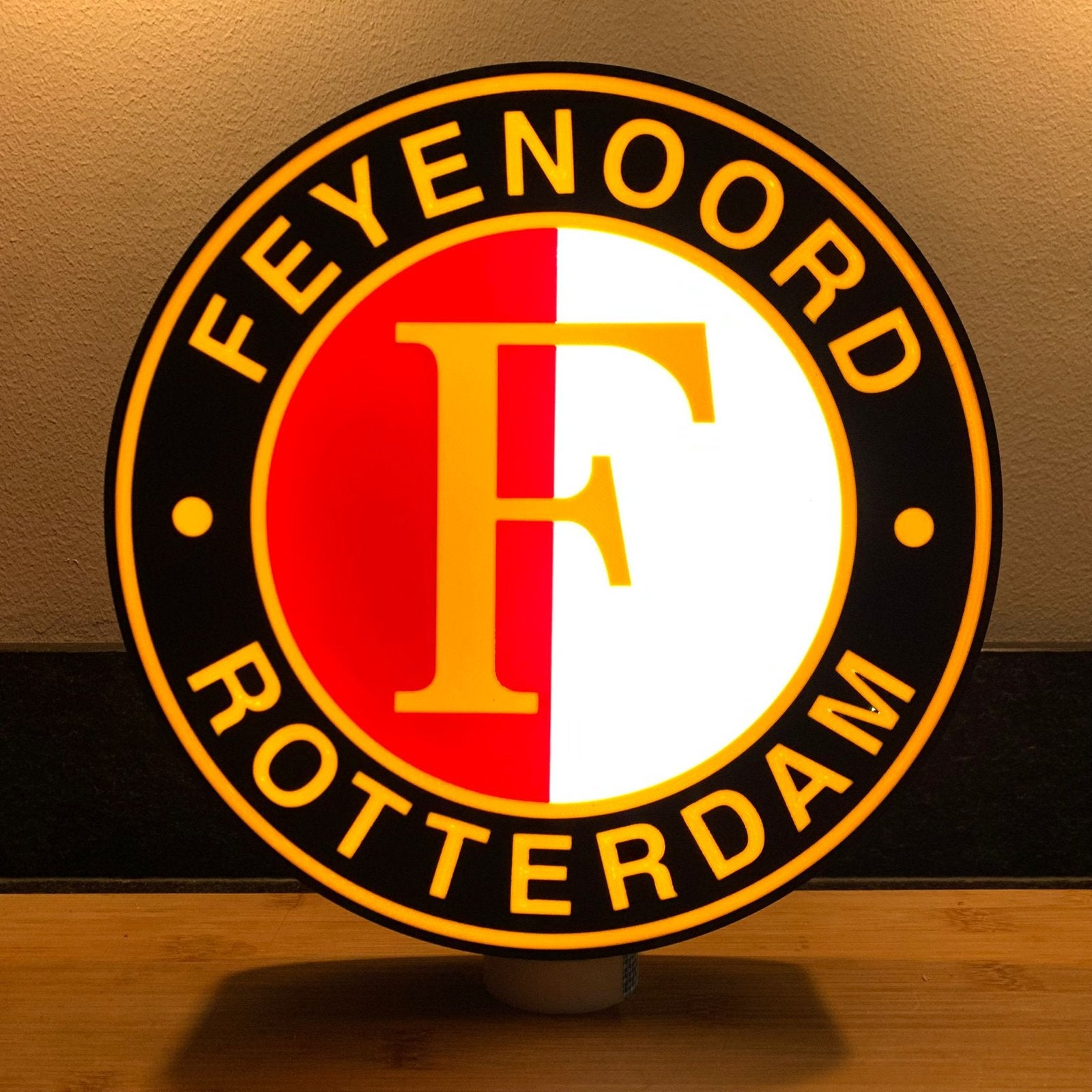 Feyenoord 3D geprinte lamp, Meerkleurig, Nieuw, Kunststof, Ophalen of Verzenden
