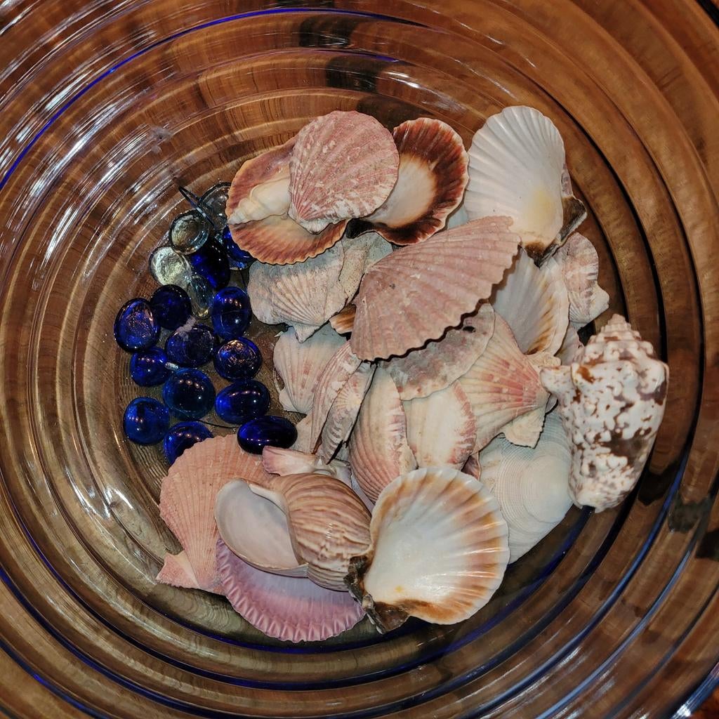 Grote Blauw glazen schaal, Ophalen, Zo goed als nieuw, Rond, Glas