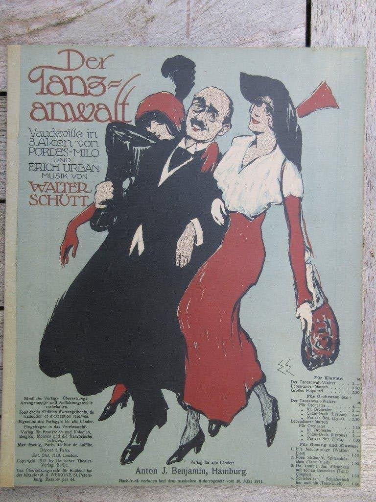 CHROMOLITHO anno 1912, der Tanzanwalt, Gebruikt, Papier/karton, Ophalen of Verzenden, Overige typen