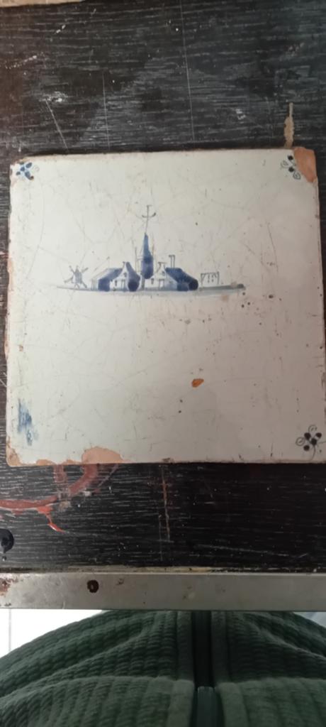 Antieke landschapstegel uit de 18e eeuw, Antiek en Kunst, Antiek | Wandborden en Tegels, Ophalen of Verzenden