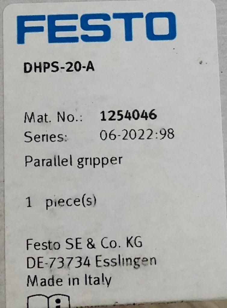 FESTO - Parallel Gripper - Grijper - DHPS-20-A - 1254046, Ophalen of Verzenden, Nieuw