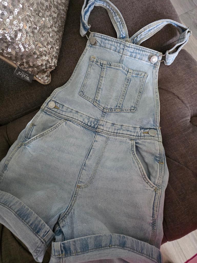 H&M Tuinbroek Tuinpak Salopette Overgooier 128, Broek, H&M, Zo goed als nieuw, Verzenden