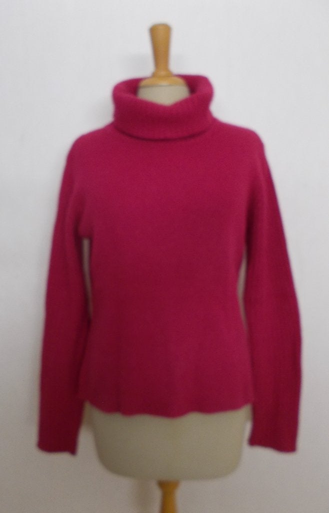Mooie fuchsia wol/katoen mix coltrui van Green Hills! M, Verzenden, Zo goed als nieuw, Maat 38/40 (M), Overige kleuren