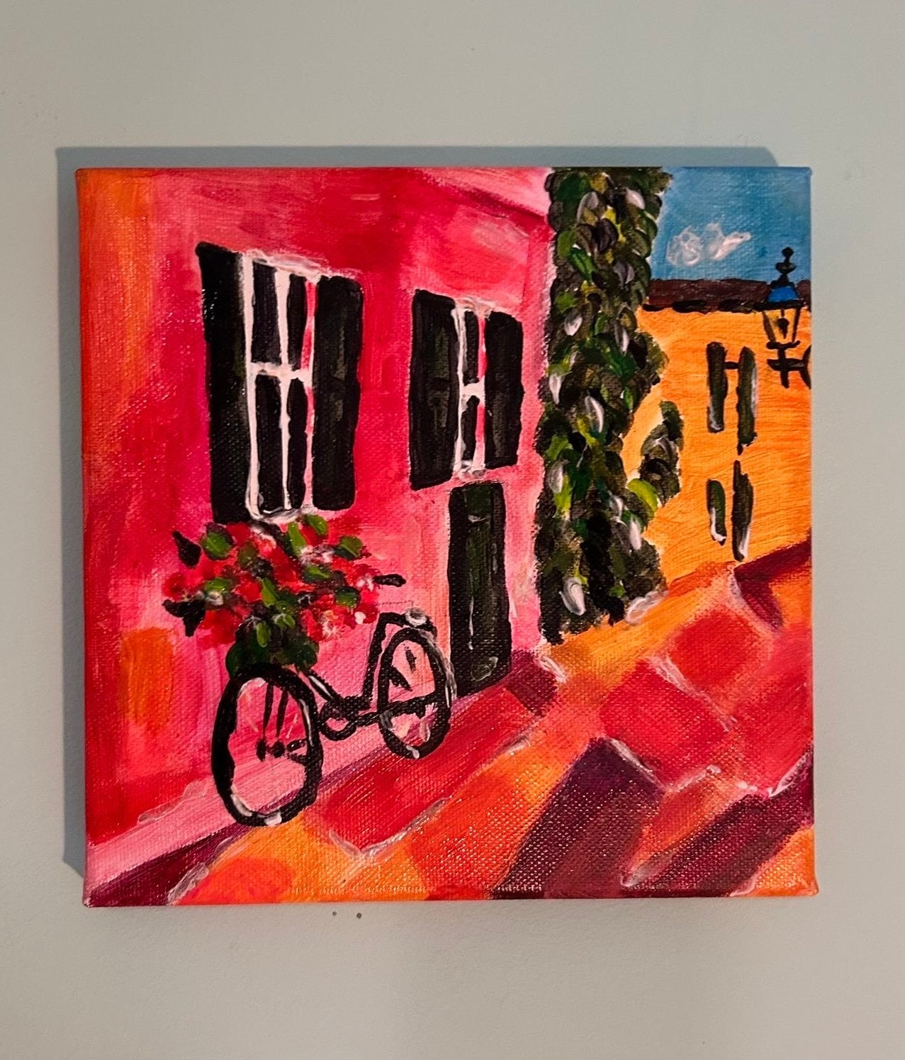 Schilderij kleurrijk handgeschildert op canvas, Ophalen of Verzenden